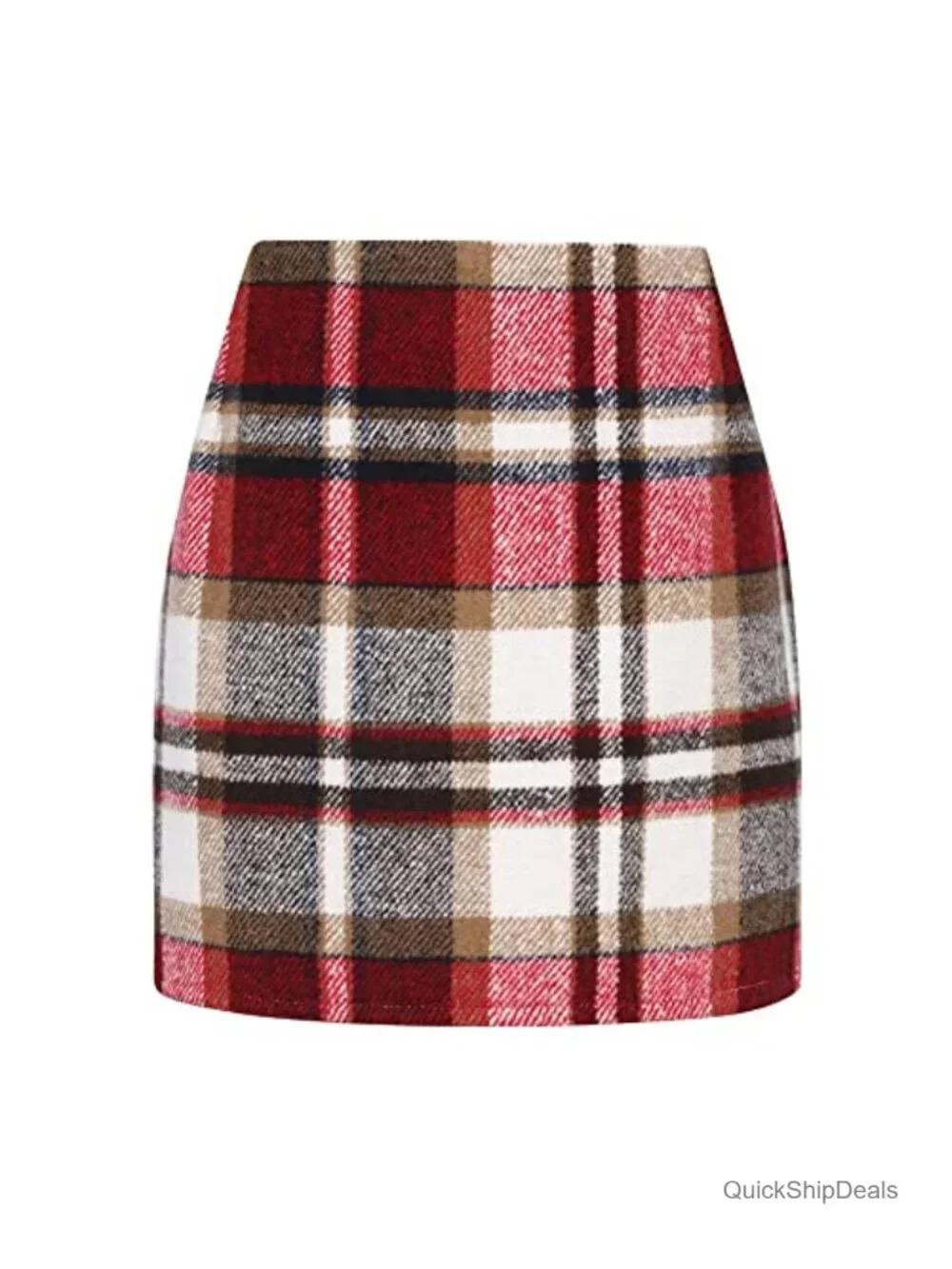 Wool Plaid High Waisted Bodycon Pencil Mini Skirt Fall Winter